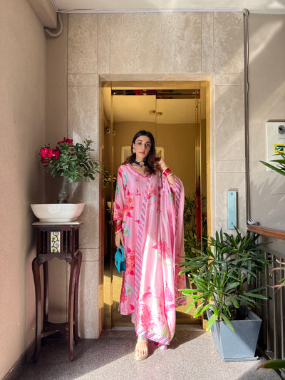 Mehak Jain in Floral Fiesta Blush Pink EMBROIDERED KURTA SET of 3