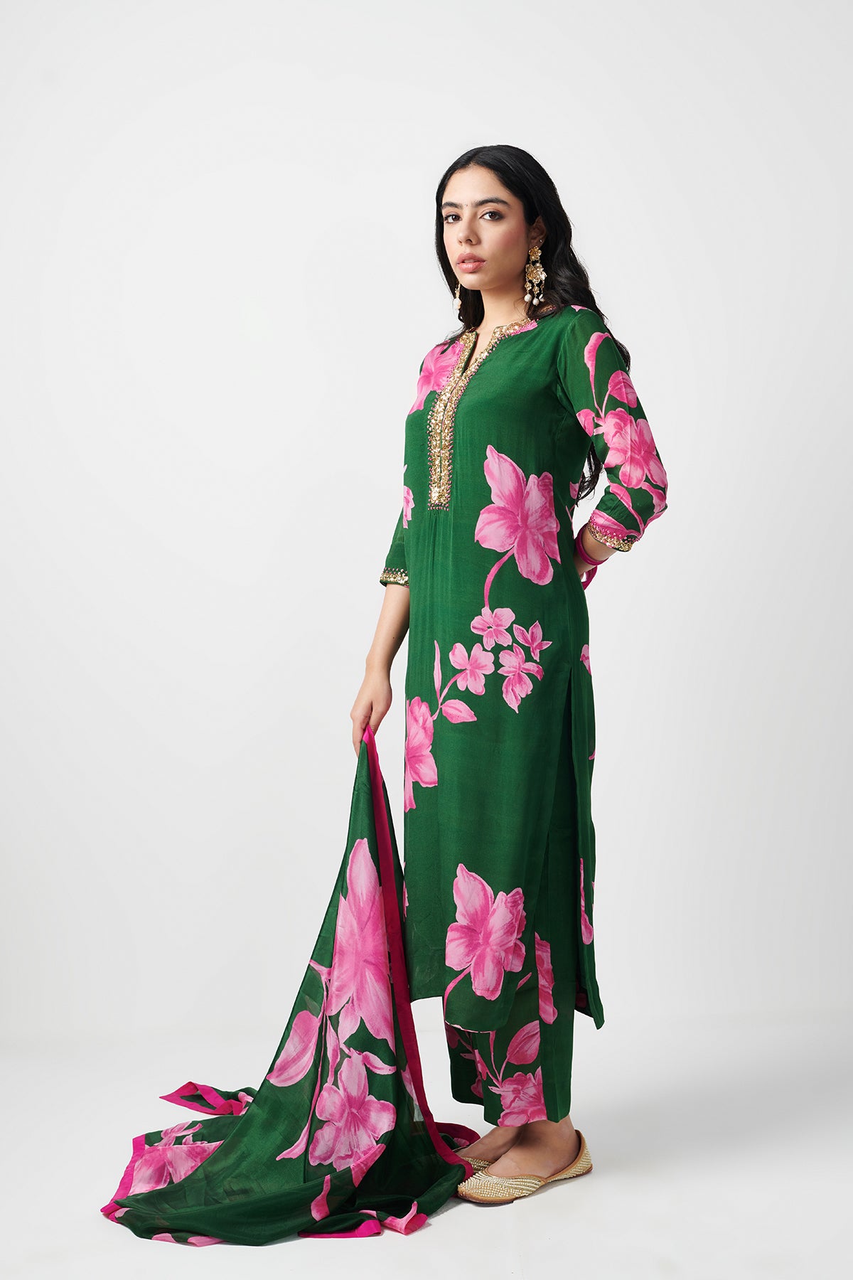 Jashn Green Printed Kurta Set of 3