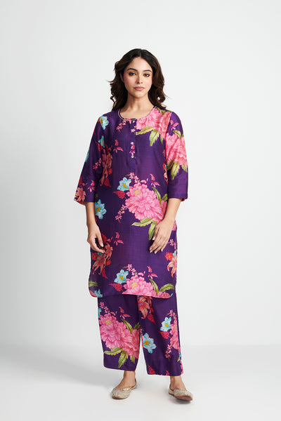 Purple Floral Fiesta Kurta Set of 2