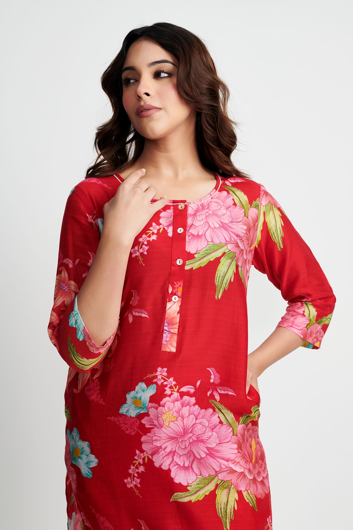 Red Floral Fiesta Kurta Set of 2