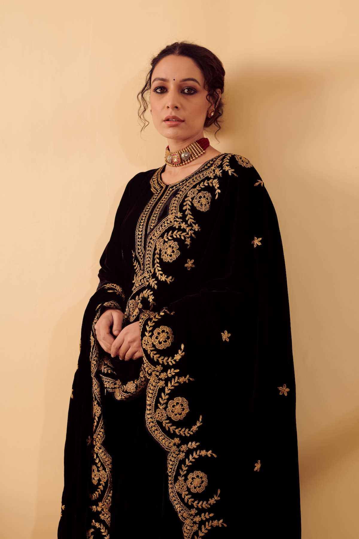 Naveli Black Zari Embroidered Anarkali Set