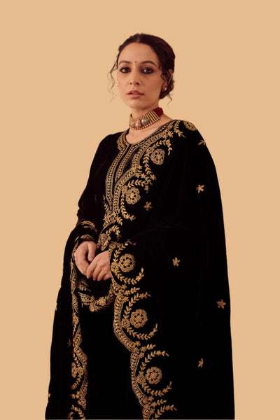 Naveli Black Zari Embroidered Anarkali Set