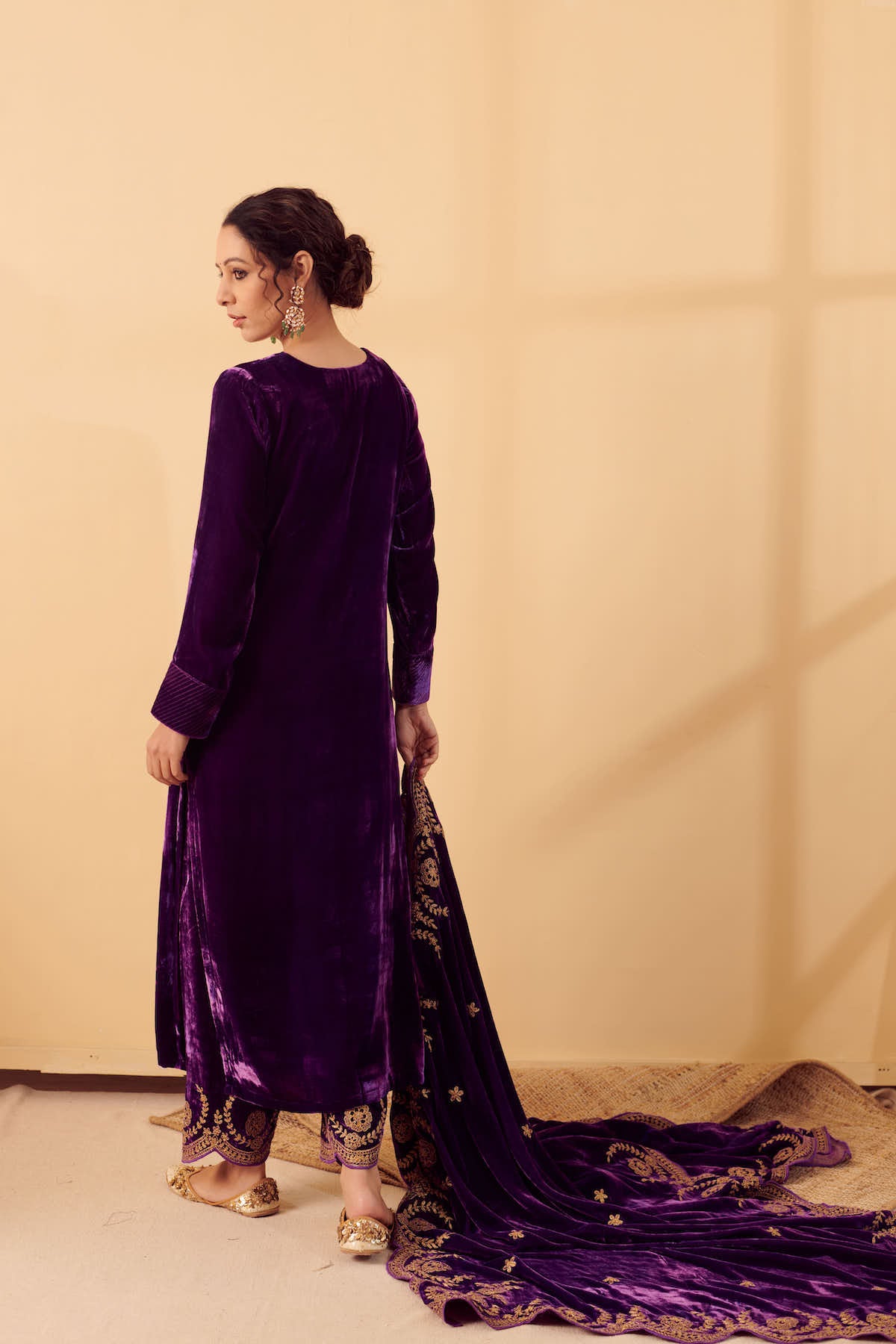 Naveli Purple Zari Embroidered Kurta with Salwar set