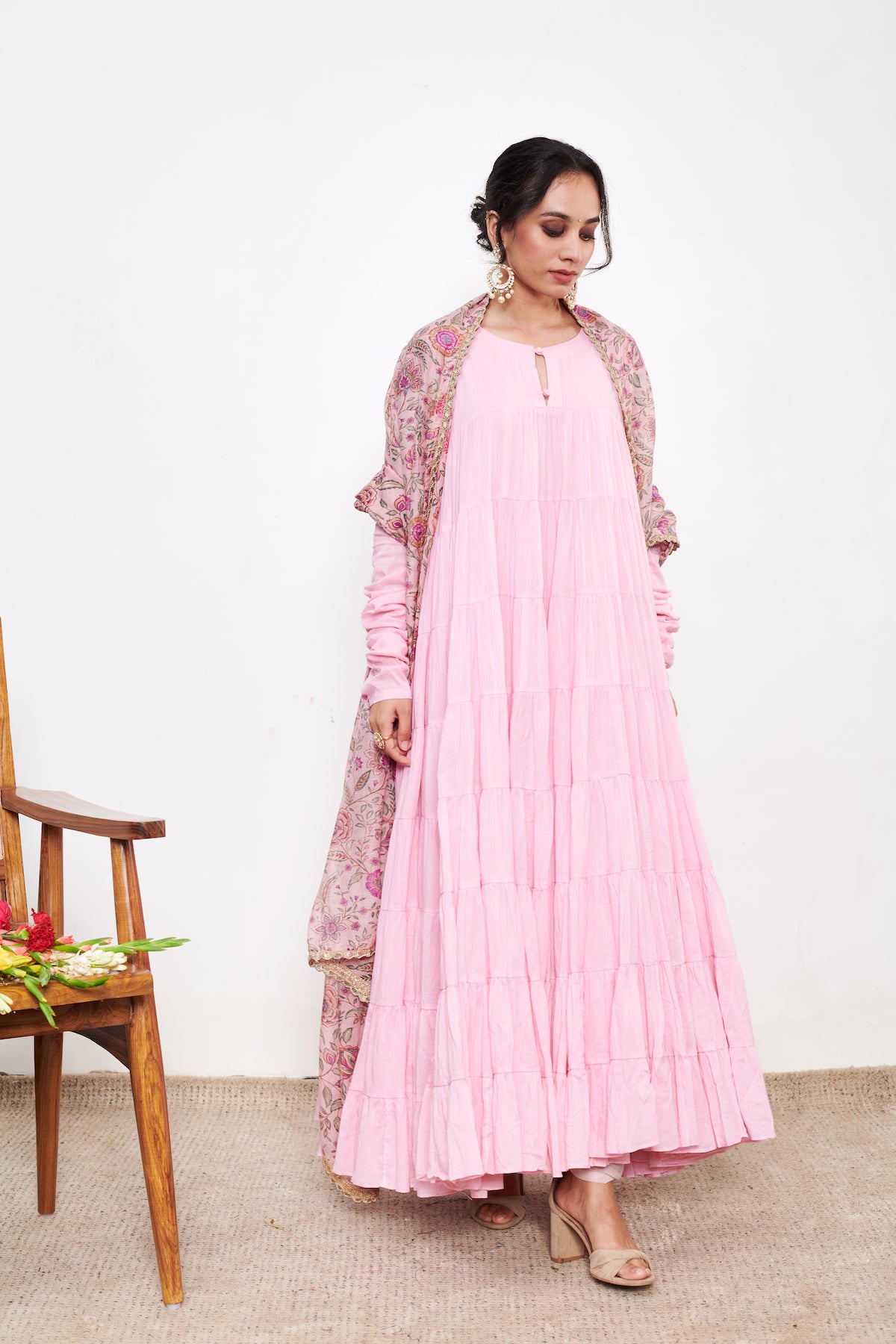 Raag Pink Anarkali with Chooridar and Dupatta- set of 3