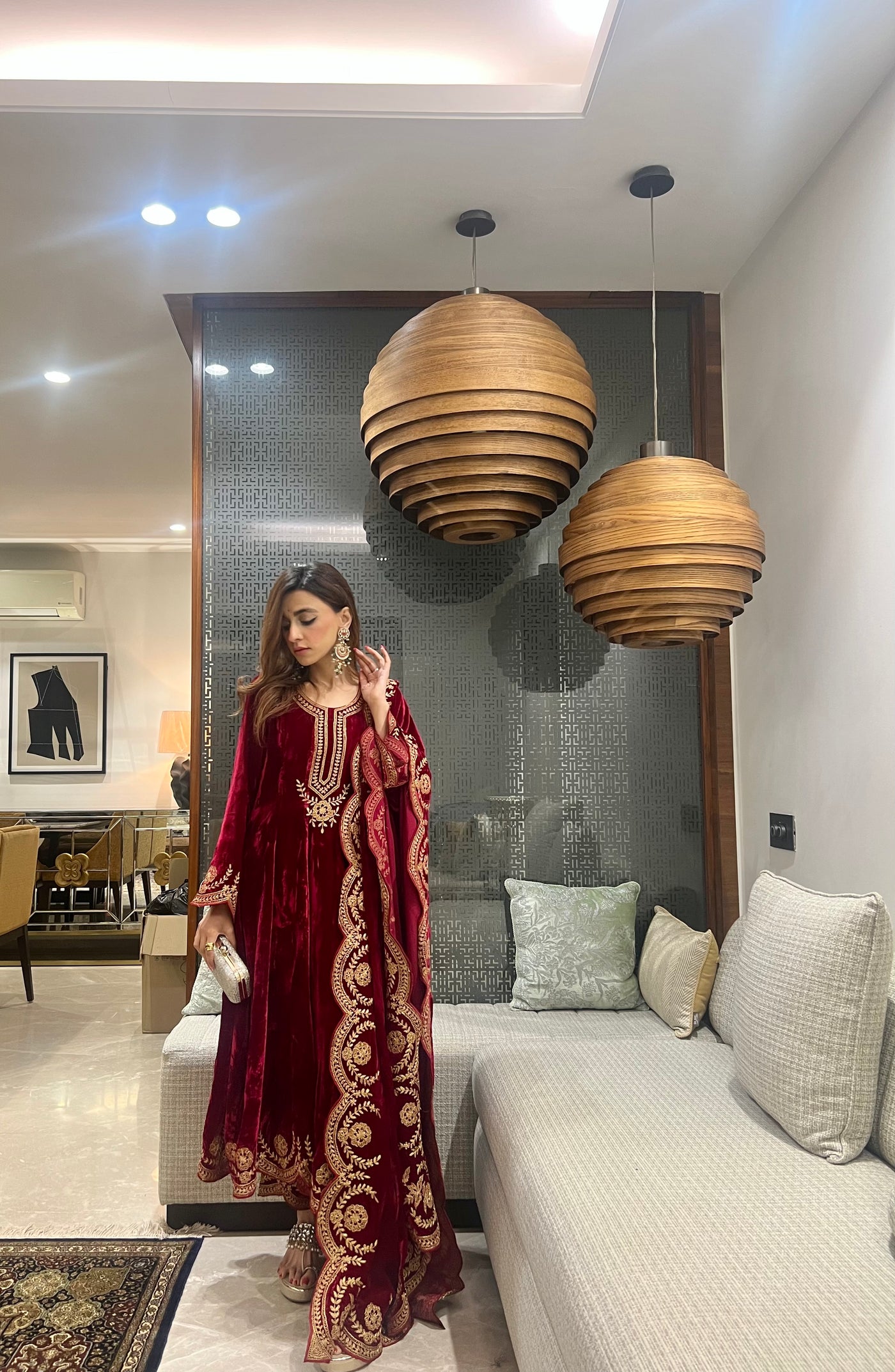 Mehak Jain in Naveli Deep Red Zari Embroidered Kurta with Salwar set