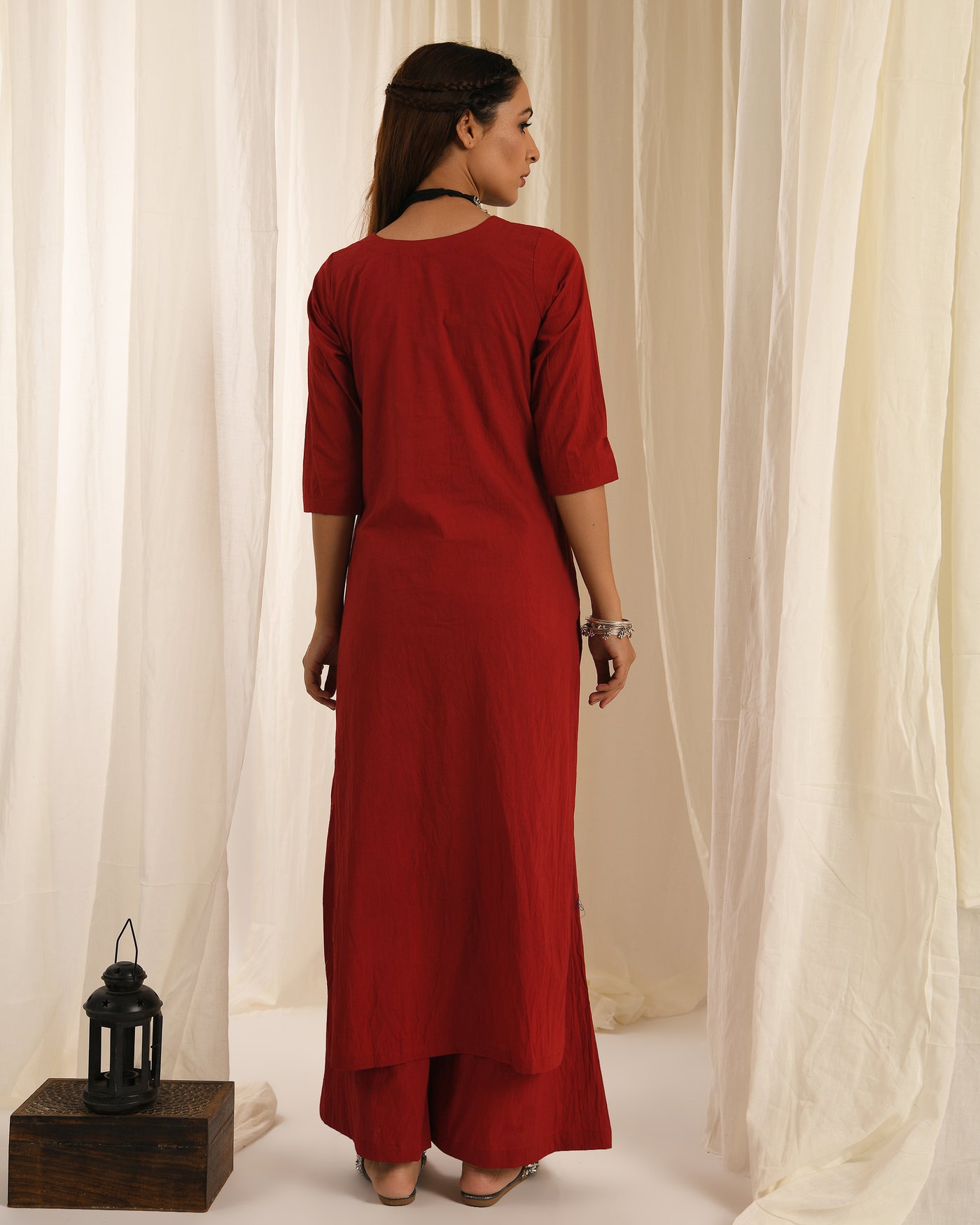 Red kurta set of 2