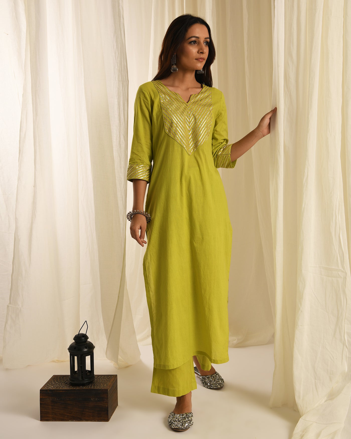 Lime gota kurta set of 3