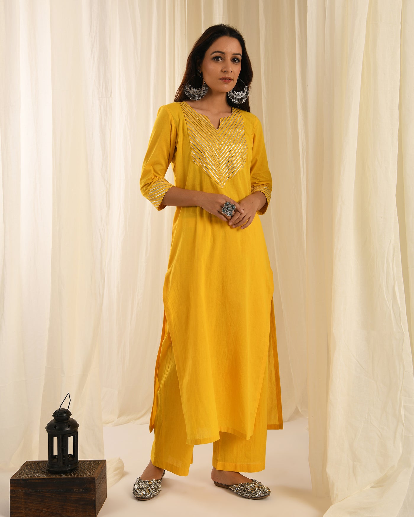 Yellow gota kurta set of 3